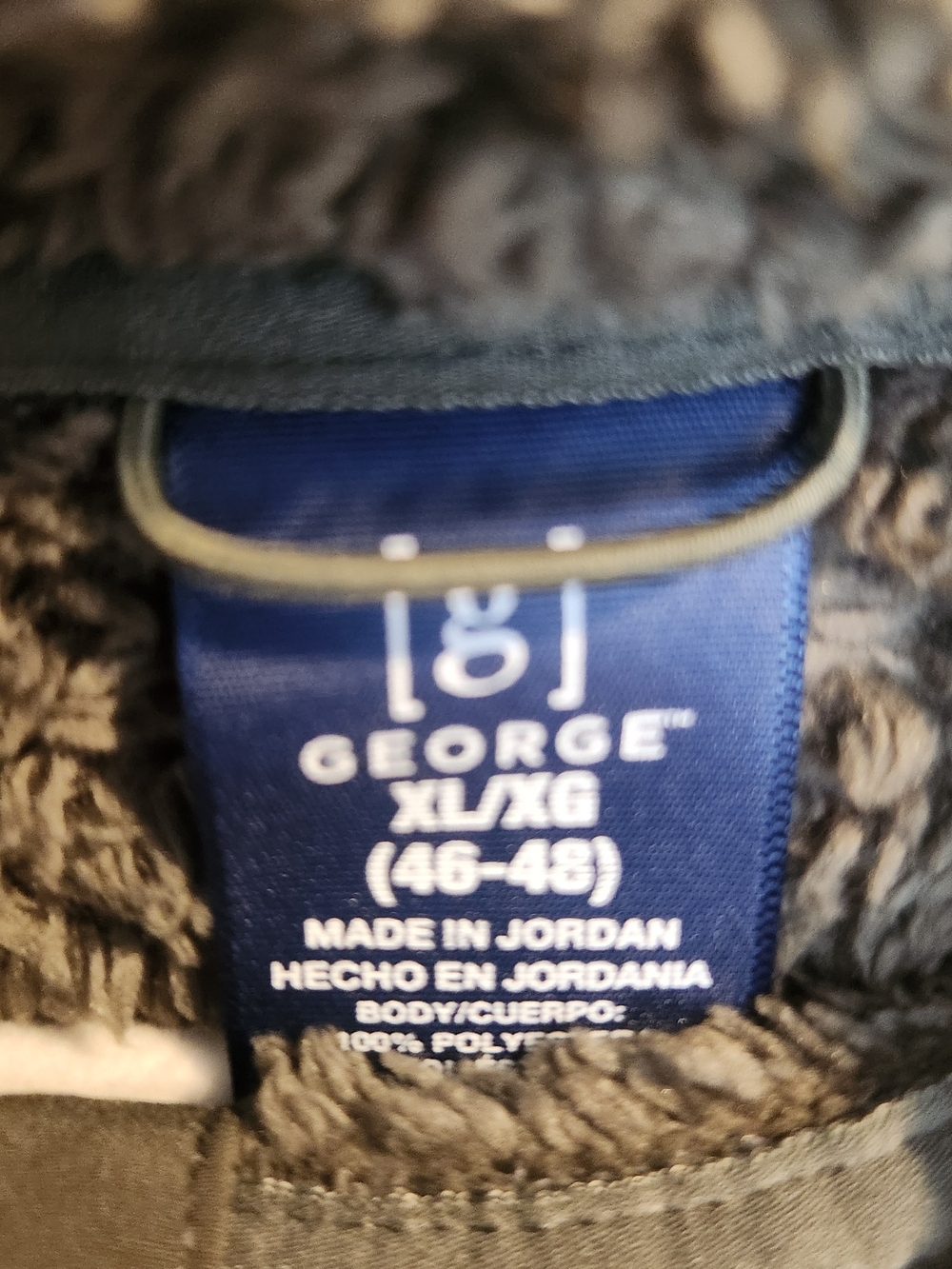 George Men's Olive Brown Sherpa Full-Zip Jacket XL Euc - Picture 3 of 4